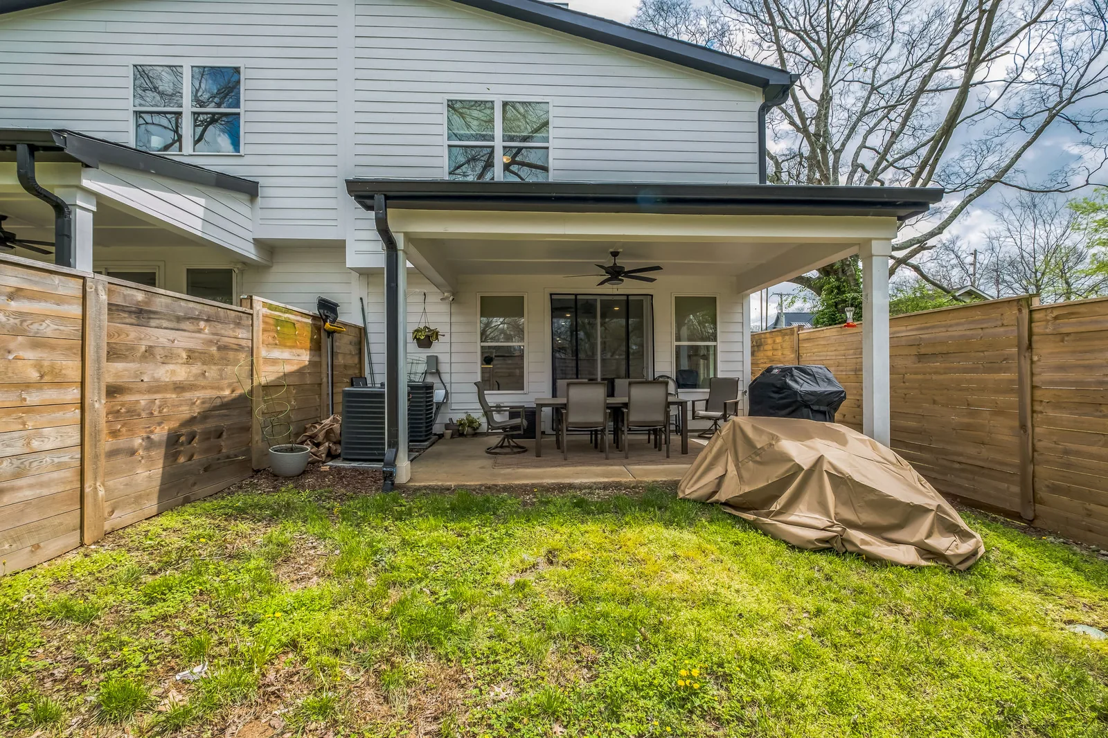 Covered back patio at Tharros House Nashville